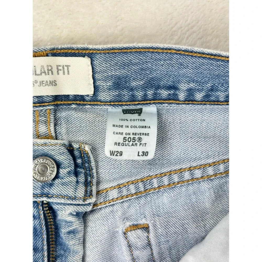 Levis Jeans Mens 505 Regular Fit W29 L30 Blue Denim Straight Leg 100% Cotton